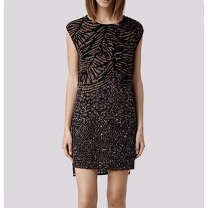 All Saints Shia Tee Dress Copper/black Sequins/Beaded